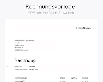 Invoice Template, Custom Invoice Form, Business Invoice, Order Invoice Form, Printable Invoice, PDF invoice, A4, German