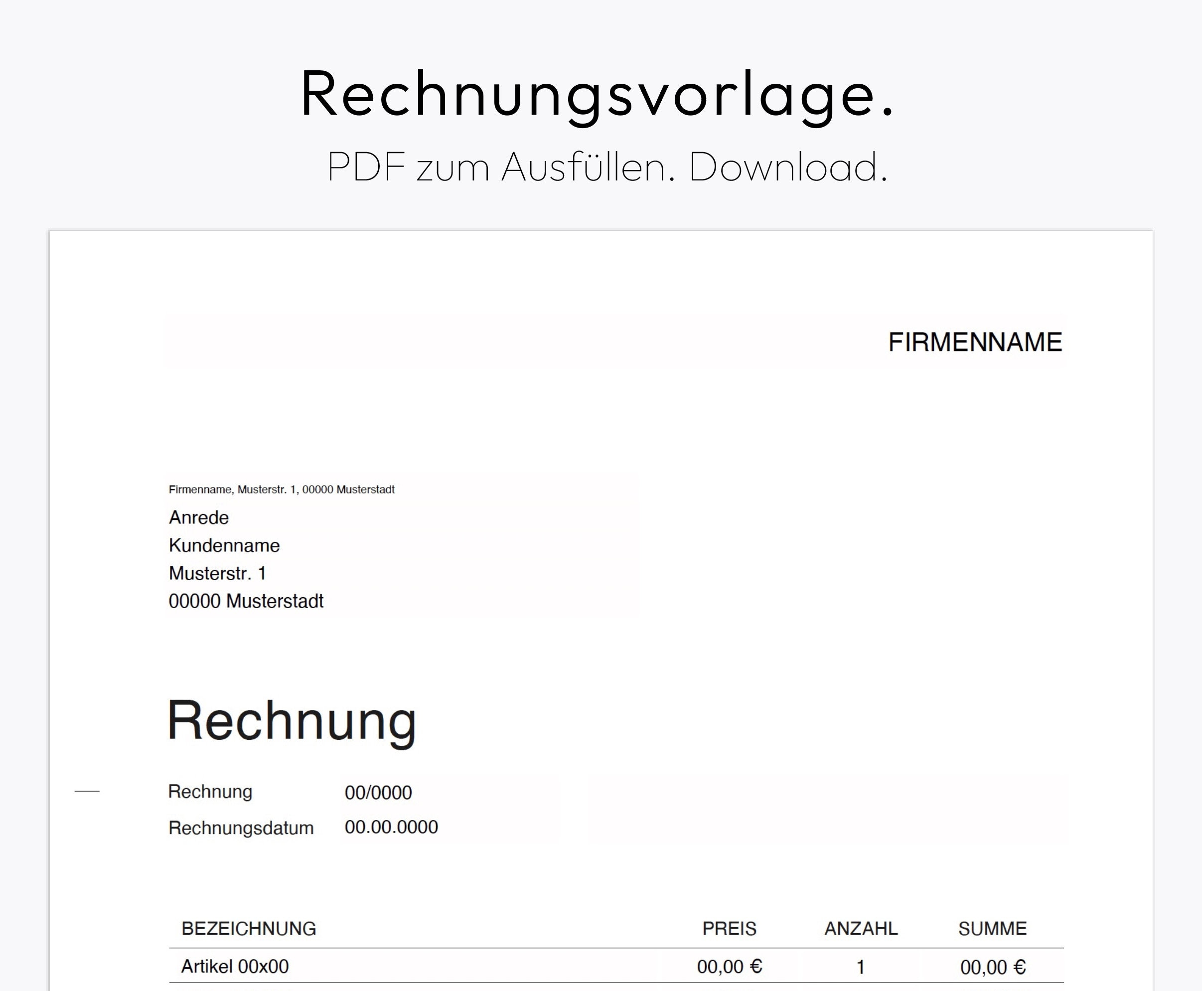 Rechnungsvorlage, Rechnung Vorlage, PDF zum Download, einfache Rechnung