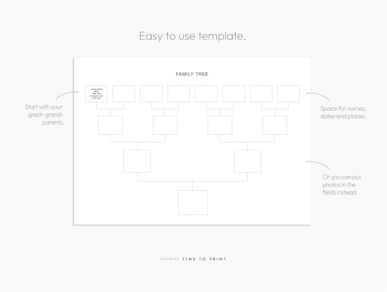 Family Tree Chart, 4 Generations, Download Pedigree Chart, Ancestral ...