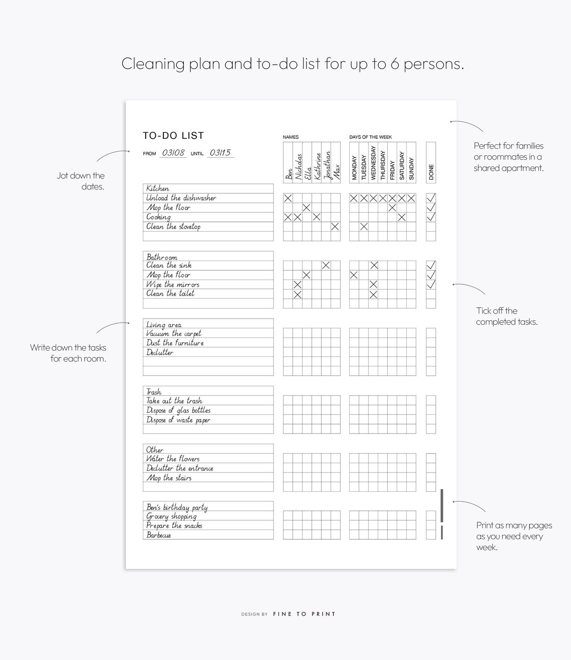 House Chore Plan, Cleaning Schedule, Shared Home, Families, To-do List ...