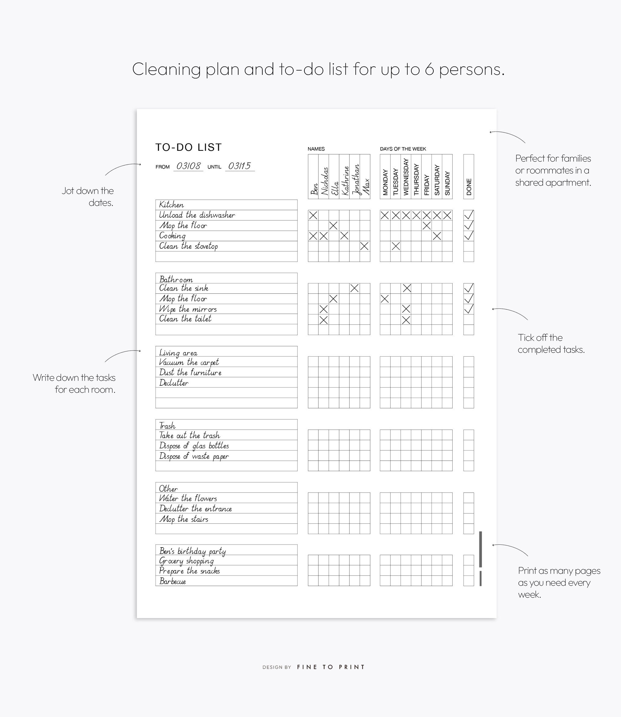 House Chore Rotation Template House Chore Plan, Cleaning Schedule, Shared Home, Families, To-do List ...