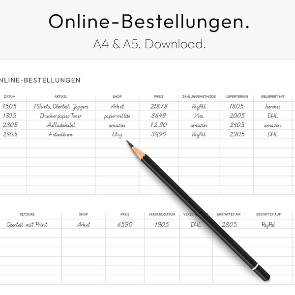 Online Bestellungen, Online Shopping, Internet Shopping, zum Ausdrucken, PDF, Download, deutsch