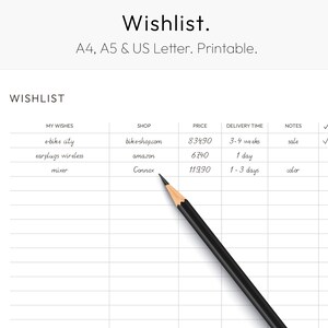 Wishlist, Gift Ideas, Christmas Gift Planner, Gift Budget, Birthday Gift Planner, Instant Download PDF, A4, Letter