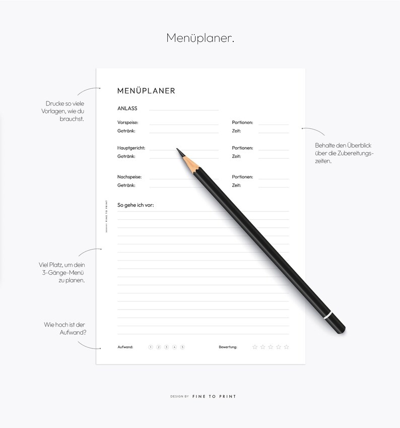 Recipe Template, Recipe Sheet, Recipe Book, Meal Planner, A4, A5 PDF, Download, German image 3