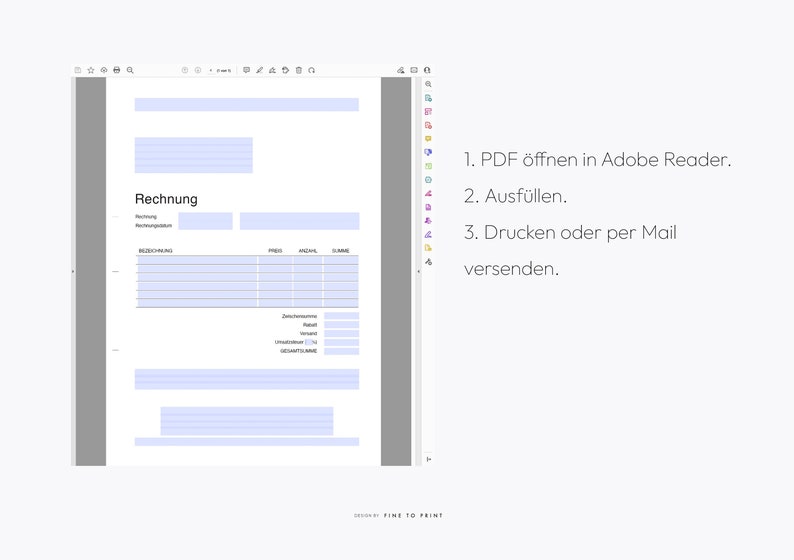 Rechnungsvorlage, Rechnung Vorlage, PDF zum Download, einfache Rechnung