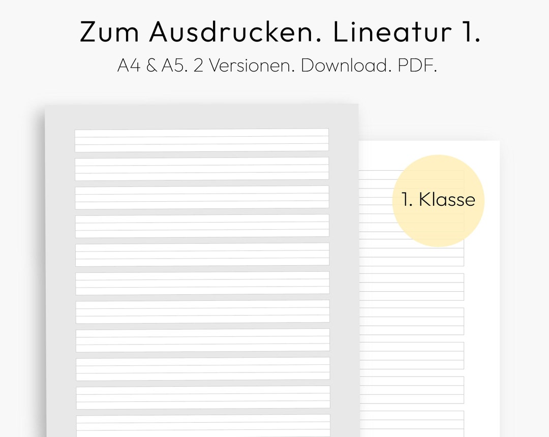 Lineatur 1, Liniertes Papier, Schule, Erstklässler, 1. Klasse