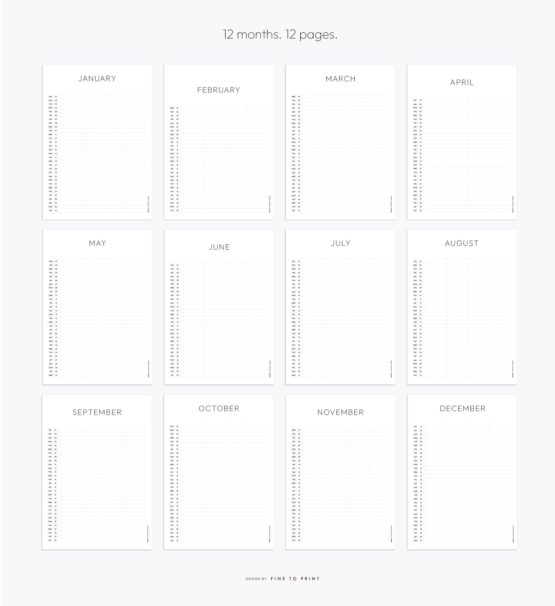 Family Calendar, Planner, 2024, Wall Calendar, Family Organization, Monthly Calendar, Download
