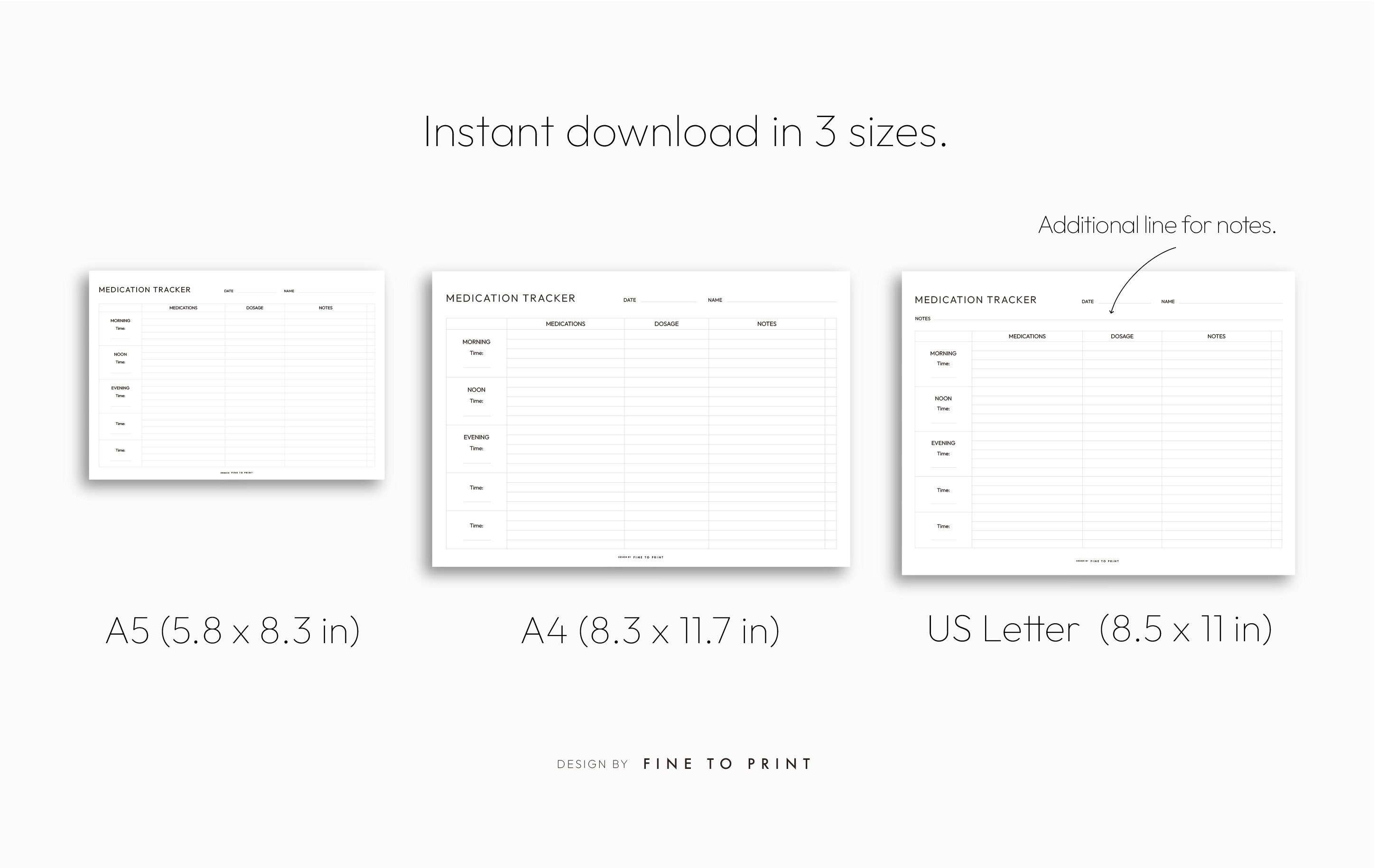 Medication Tracker, Chart, Regular Medication Intake, Downloadable PDF ...