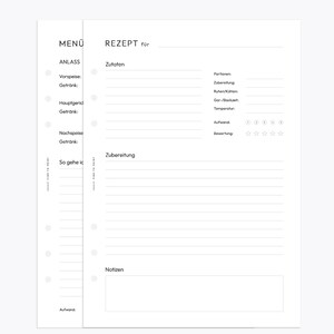 Recipe Template, Recipe Sheet, Recipe Book, Meal Planner, A4, A5 PDF, Download, German image 5