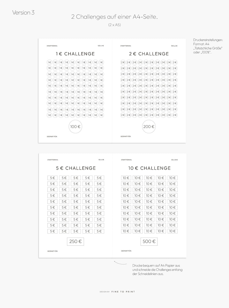 10 Euro Challenge Savings Challenge Cash Envelope Stuffing Etsy Ireland