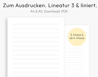 Printable Lined Paper PDF, School, Second Graders, Preschool, Lines Pages, Learn To Write, Lineatur 3, German, A4, A5