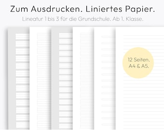 Printable Lined Paper PDF, School, Second Graders, Preschool, Lines Pages, Learn To Write, Lineatur 1 2 3, German, A4, A5