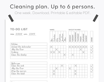 House Chore Plan, Cleaning Schedule, Shared Home, Families, To-Do List, Househould Planner, Chore Tracker, Household Tasks