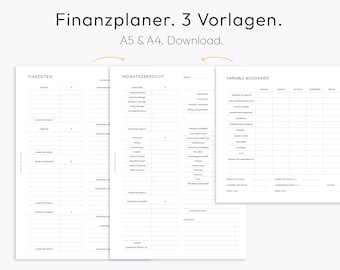 Financial Overview, Monthly Budget Planner, Downloadable PDF, Printable, A4, A5, Template, Minimalist, Planner Inserts, German