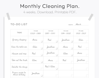 House Chore Plan, Monthly Cleaning Schedule, Shared Home, Families, To-Do List, Househould Planner, Chore Tracker, Household Tasks