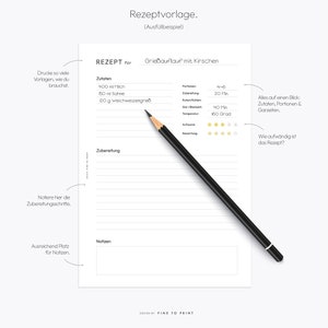 Recipe Template, Recipe Sheet, Recipe Book, Meal Planner, A4, A5 PDF, Download, German image 2