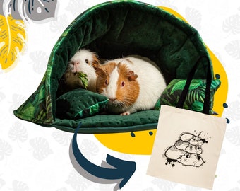 SET: guinea pig bed + durable eco-friendly bag | bed for guinea pigs, pygmy hedgehogs, rats, rabbits and other rodents