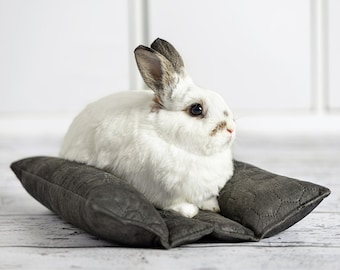 Bunny snug bed, cute rabbit bed, pillow for rabbits and ferrets - easy-to-clean material - bunny flop bed