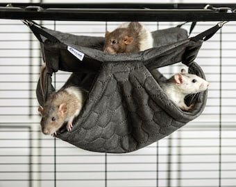 Hamac en nid d'abeille facile à nettoyer pour chinchillas, rats, octodons et autres rongeurs. Hamac cage gris, accessoires de cage premium, jouet pour rat.