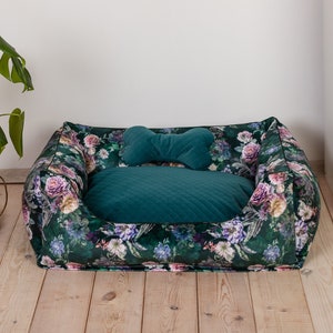 Dog bed / dog sofa /dog couch with a removable pillow and a removable cover - high-quality furniture fabrics