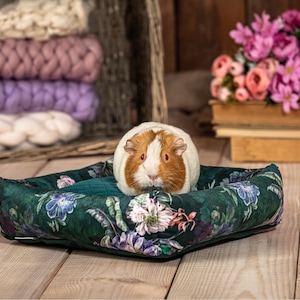Bed / couch with removable pillow - guinea pig bed, chinchilla bed, hedgehog bed, rabbit bed and rat bed