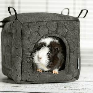 Cozy Cube House for Small Pets! Guinea Pig, Chinchilla, Rat, Hedgehog - Easy-Clean Cage Accessory | Rat Bed, Guinea Pig Bed | Cuddle Cave