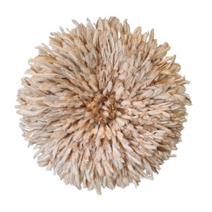 Authentic Natural Beige Juju Hat [5 sizes available : 14&quot;, 20&quot;, 26&quot;, 32&quot;, 40&quot;] Large African Bamileke Wall Decoration