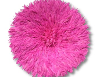 Juju Hat Authentique Rose Fuchsia [5 tailles] Décoration Murale à Plumes Bamiléké | African Touch Decor