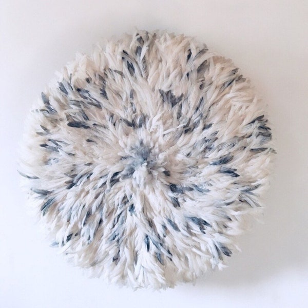 Bamiléké Feather Hat White Speckled Pearl Gray [5 sizes available] African Wall Decoration Abundance