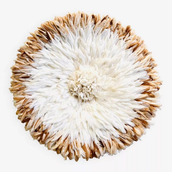 Juju Hat African Wall Decoration White Beige Speckled [5 sizes available] Bamiléké Wall Decoration