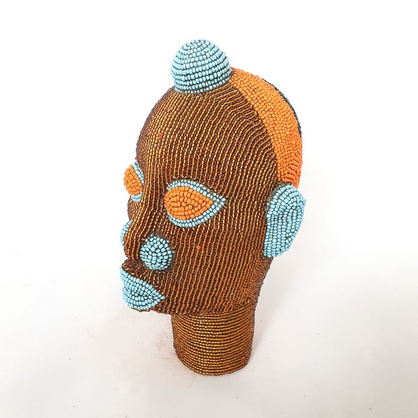 African Beaded Head Bronze