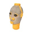 Authentic Bamiléké beaded head yellow silver [28 cm – 11"] beaded sculpture african art décor gift idea spiritual african craft product logo