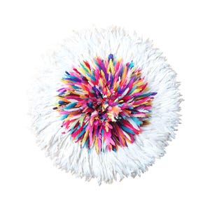 Authentic Juju hat white multicolor [5 sizes: 14&quot;, 20&quot;, 26&quot;, 32&quot;, 40&quot;] large wall decor XXL gift idea child kid  bedroom Bamileke Cameroon