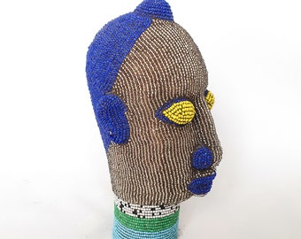 Bamiléké Beaded Head Blue Silver