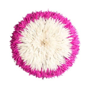 Authentic Juju Hat White Pink Fuchsia [5 sizes : 14&quot;, 20&quot;, 26&quot;, 32&quot;, 40&quot;] rattan feather wall decor african wall art maximalist decor