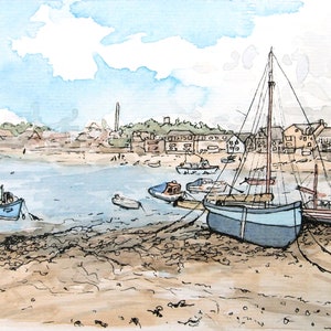Boats Moored on Town Beach, St Mary&#39;s - Art Print