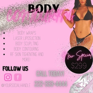 DIY BODY CONTOURING flyer, Body Sculpting Flyer, Body Contour Flyer, Instagram Social Media Template, Body Spa Flyer Media Flyer