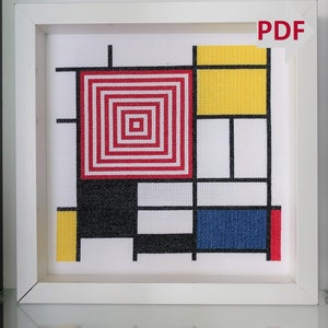 Maze-piet Mondrian-cross Stitch Pattern PDF for Beginner - Etsy