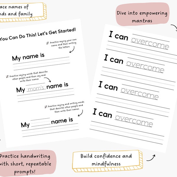 Tracing pages for adults “Tracing Names & Mantras” for Stroke, Aphasia, and Brain Injury - Occupational and Speech Therapy | printable sheet