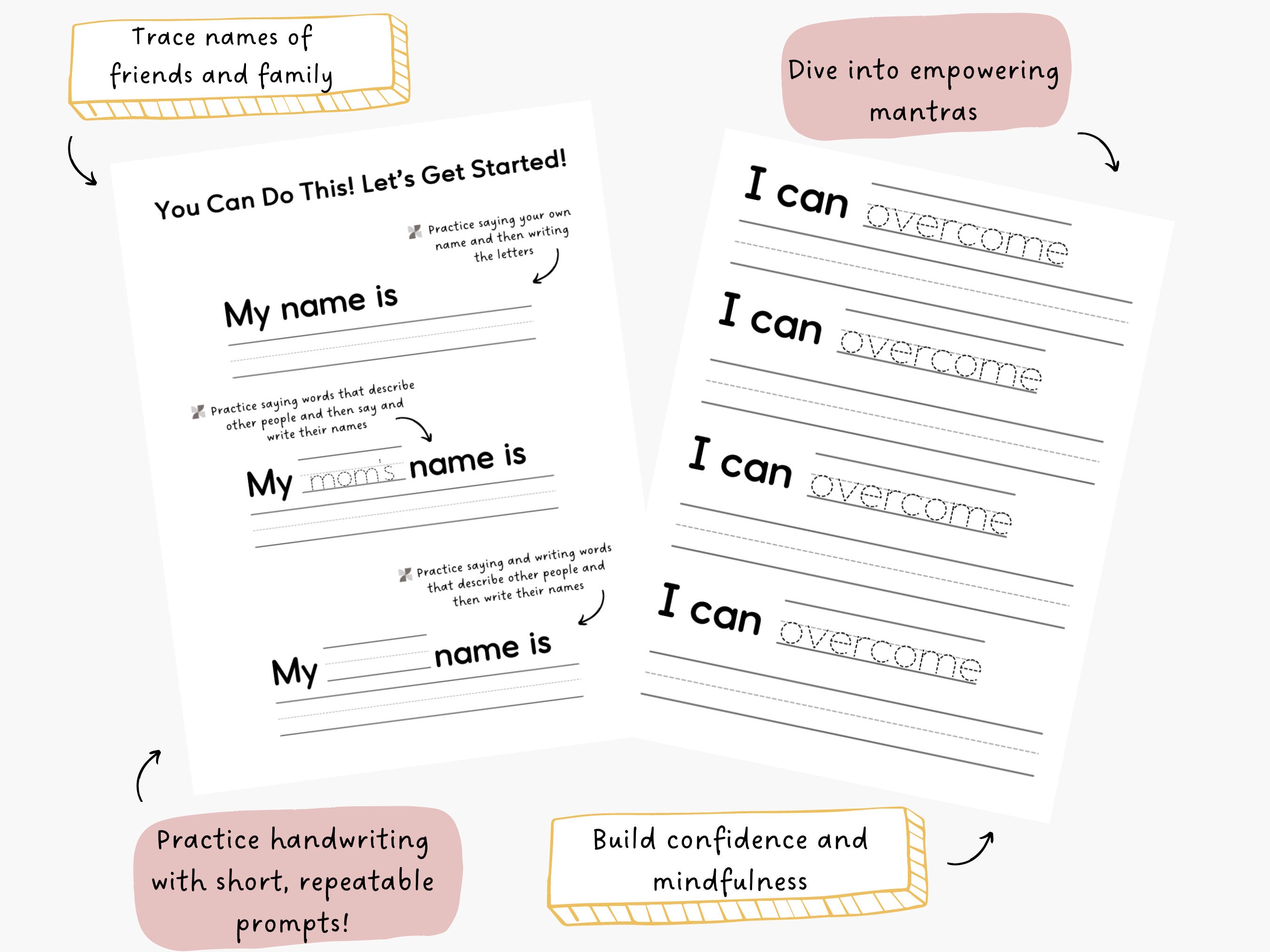 Tracing Pages for Adults tracing Names &amp; Mantras for Stroke - Etsy