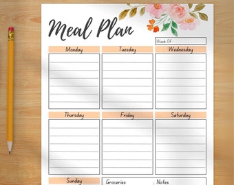 Printable Weekly Meal Planner, Digital grocery list, weekly food journal, Shopping List, Meal organizer, Shopping List, Diet Tracker
