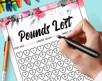 Weight Loss Tracker, Pounds Lost Tracker, Weight Loss Chart, Weight Loss Journal , Weight Loss planner, Digital Download Journal