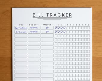 Editable Monthly Bill Tracker PDF | Printable Bill Payment Log & Expense Tracker | Fillable Bill Organizer A4, A5, US Letter