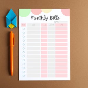 Editable Yearly Bill Payment Tracker Printable | Monthly Bill Log PDF | Expense & Bill Planner A4 A5 Letter | Fillable Bill Checklist