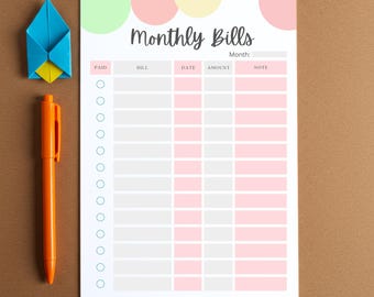 Editable Yearly Bill Payment Tracker Printable | Monthly Bill Log PDF | Expense & Bill Planner A4 A5 Letter | Fillable Bill Checklist