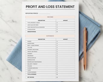 Profit and Loss Statement Template. Editable Business Income Statement. Printable Expense Tracker. Business Finance Profit Calculator PDF