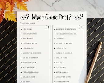 Which Came First Trivia Game, Summer Printable Quiz, Fun Party Game, Office Ice Breaker, Family Vacation Game Night, Adults, Quiz for Family