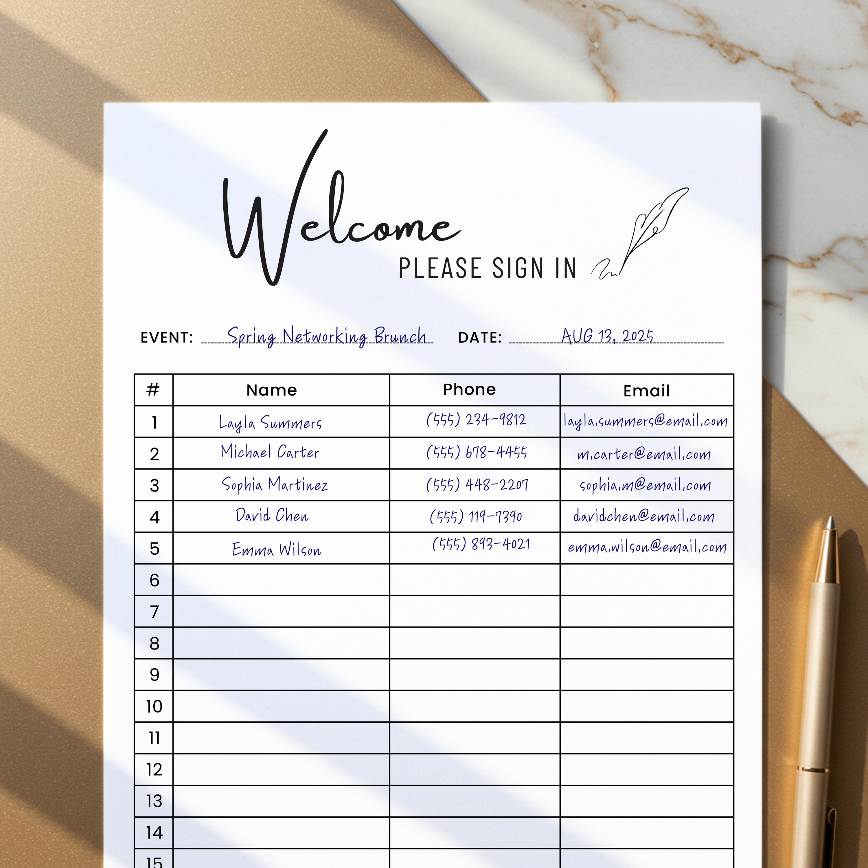 Sign in Sheet Printable, Editable Open House Sign in Sheet, Realtor ...