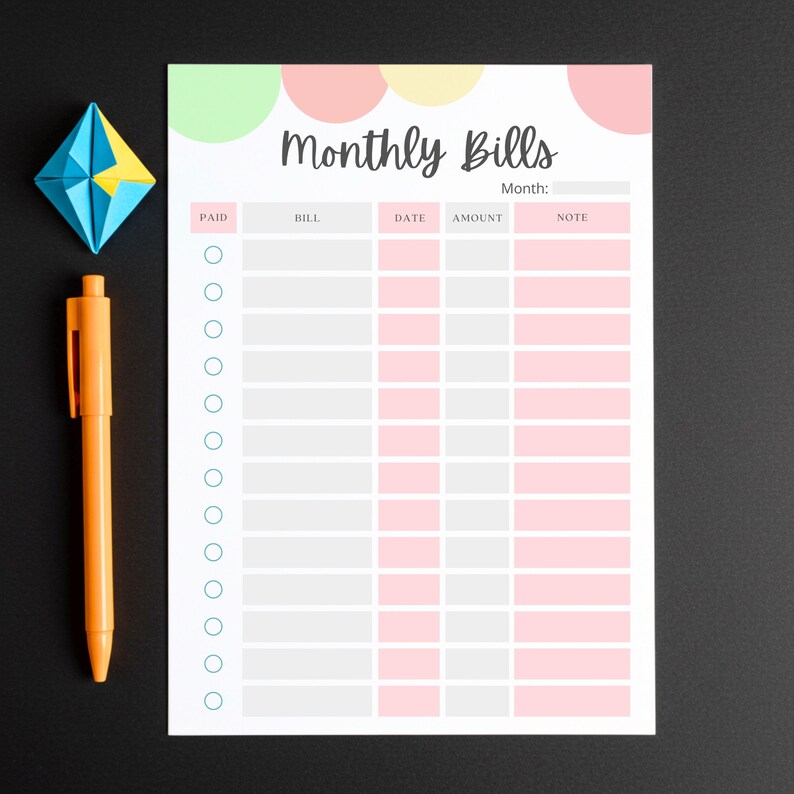 Editable Yearly Bill Payment Tracker Printable | Monthly Bill Log PDF ...