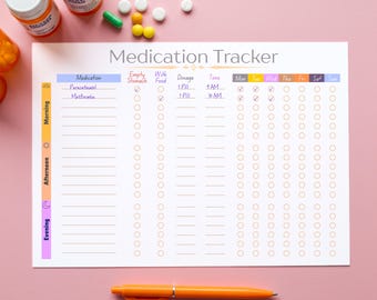 Medication Tracker, Medication Log, Medicine Tracker, Medication Schedule, Medication Chart, Printable Medication Organizer, Daily Medicine